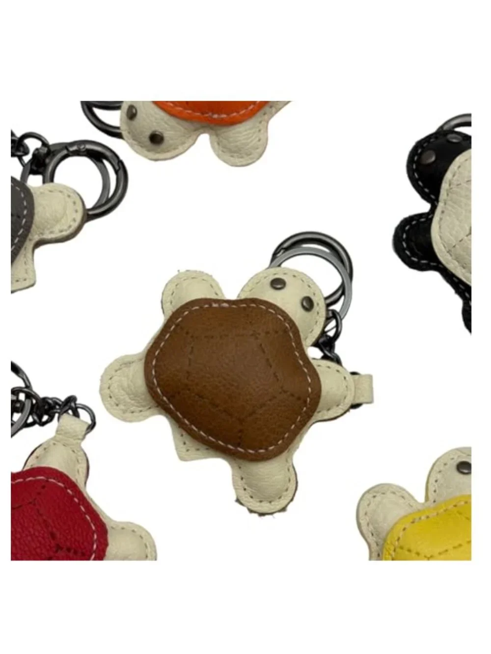 3D Tortoise Bag Charm Handmade Sheepskin Keychain